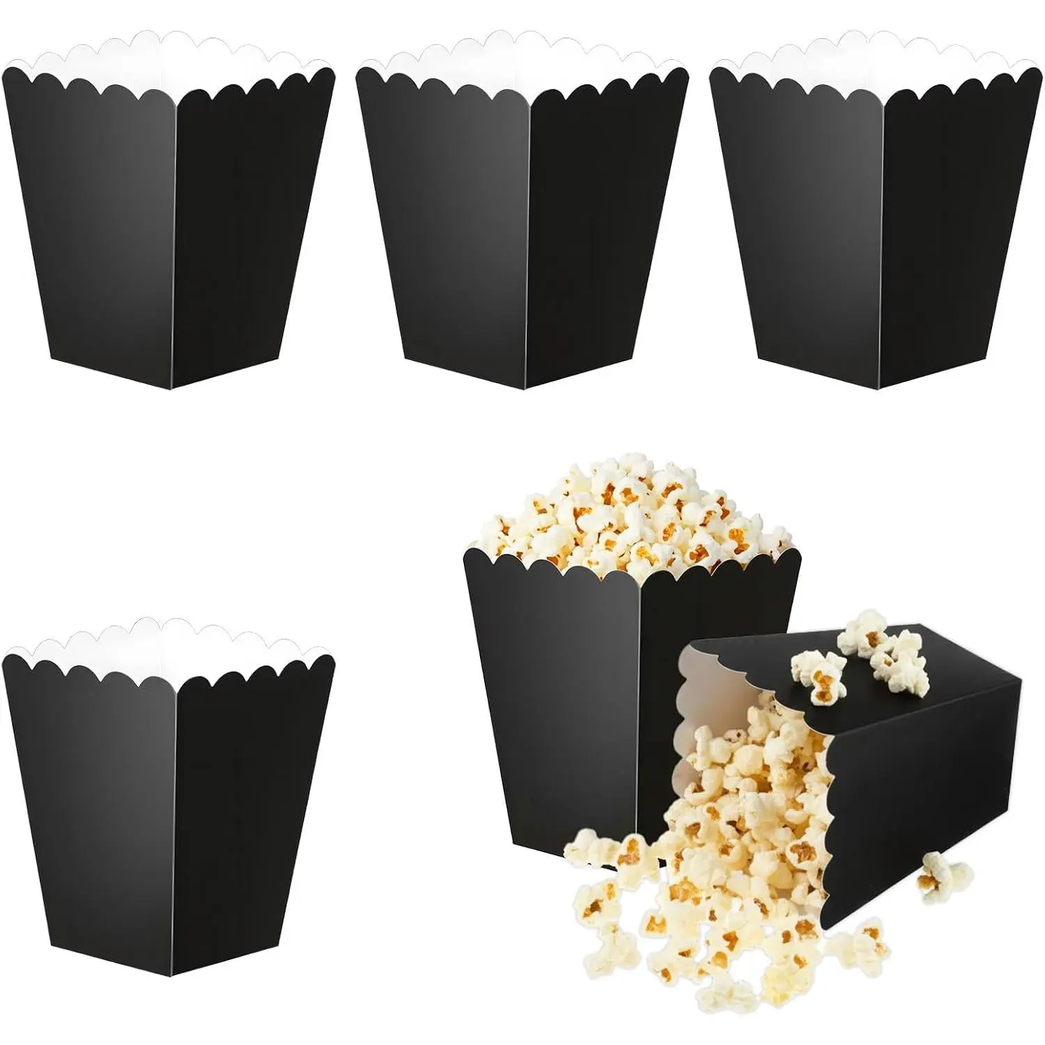 24 count Black Popcorn Boxes, Popcorn Boxes, Mini PopcornBoxe, PaperPopcorn Containers for Party, Movie Night, Wedding, Black Snack Candy Holders