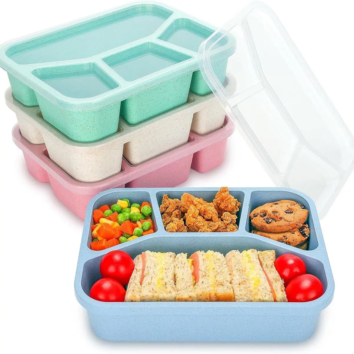 4PCS Lunch Boxes, Reusable Microwave & Dishwasher Safe, BPA-Free Food Storage Containers, Ideal for School, Work, Travel, Camping