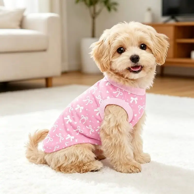 Pet Clothing, Bowknot Dog Vest, Lightweight Breathable Short Sleeve, Large Dogs, Poodle, Fashionable Pet Apparel, Puppy Clothes, Dachshund Clothes