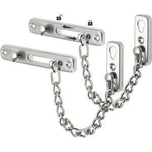 Chain Door Guard Lock，Door Chain Locks with Safety Spring Anti-Theft Press Latch,Chain Locks for Inside Door and Extra Front Door Lock, Brushed Nickel(2 Pack)