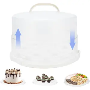 12 Inch Cake Carrier with Lid and Handle Adjustable Height Portable Heavy-Duty Cake Container Storage for Baking Events Picnics Camping Outdoor Trips