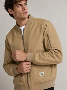 1PC Men's Spring-Autumn New Style Solid Color Multi-Pocket Flight Jacket, Outdoor Leisure Workwear Jacket, Windproof, Comfortable, Simple Design, Suitable for Daily Commuting and Outdoor Activities
