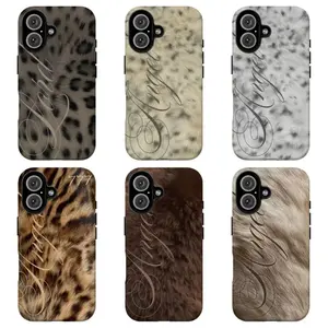 Coquette Leopard Print Angel Handwritten Style Phone Case, with Magnetic Charging, Y2K Neutral Brown Angel Aesthetic Protective Case, For iPhone 17air 12 13 14 15 16 17 Pro Max, For Samsung S26 S25 S24 S23 S22, Unisex