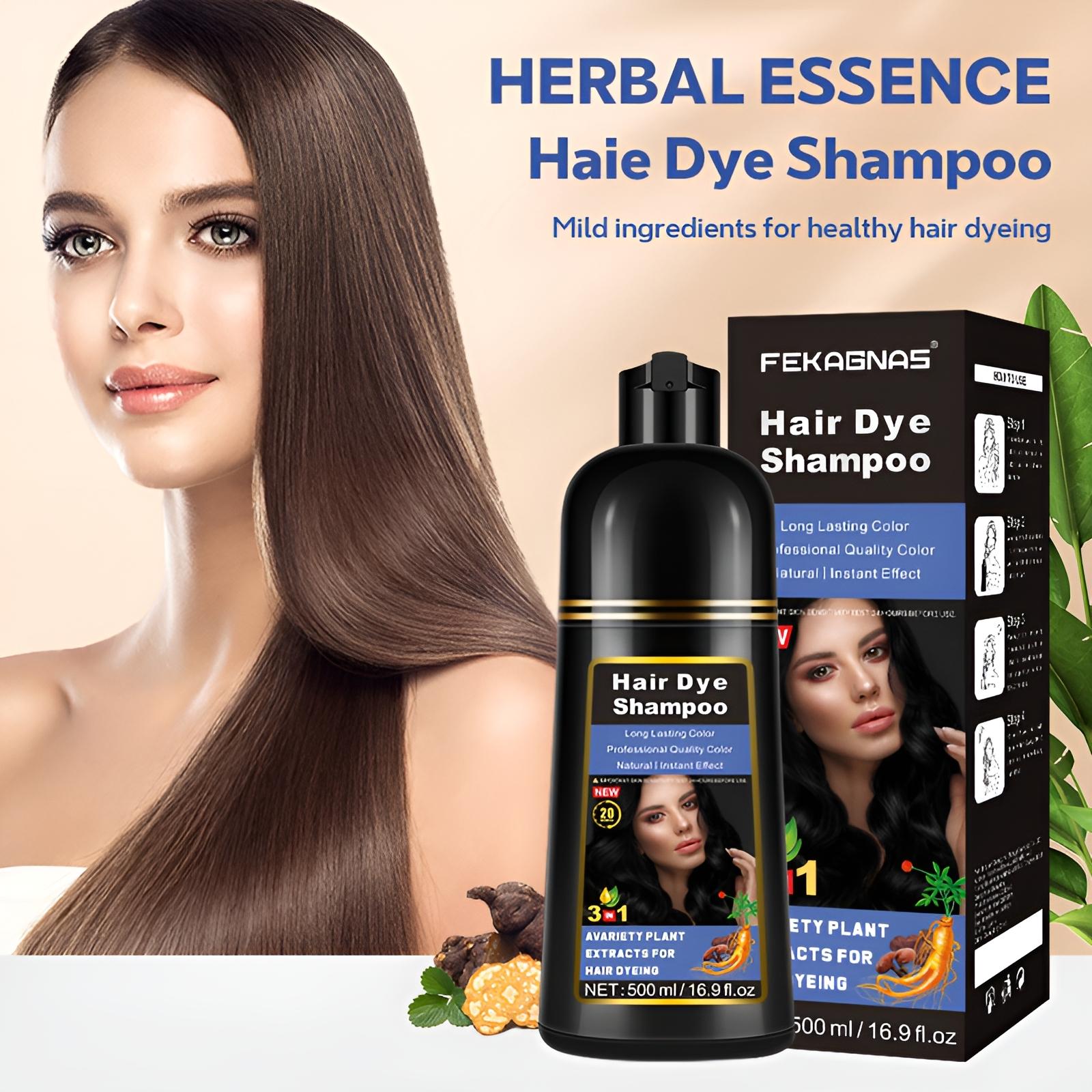 3-In-1 Hair Dye Shampoo with Plant Extracts, Long-Lasting Color Protection, Non-Sticky Formula, Fruit Scent, Instant Coloring Gel