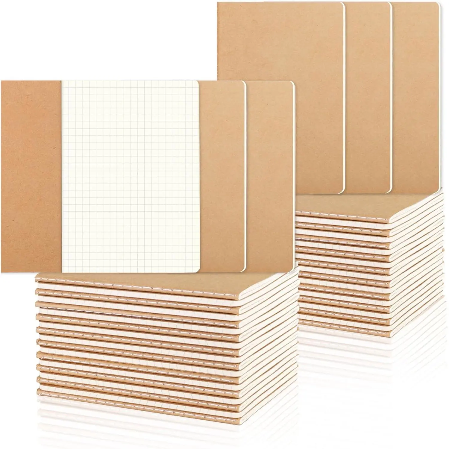 48 Pack A6 Graph Pocket Notebook Journals, Small Graph Notebook | 5mm Square Grid Journal Notebook for Travelers, Students, 60 Pages/Sheets, Wire-Bound,  Cover