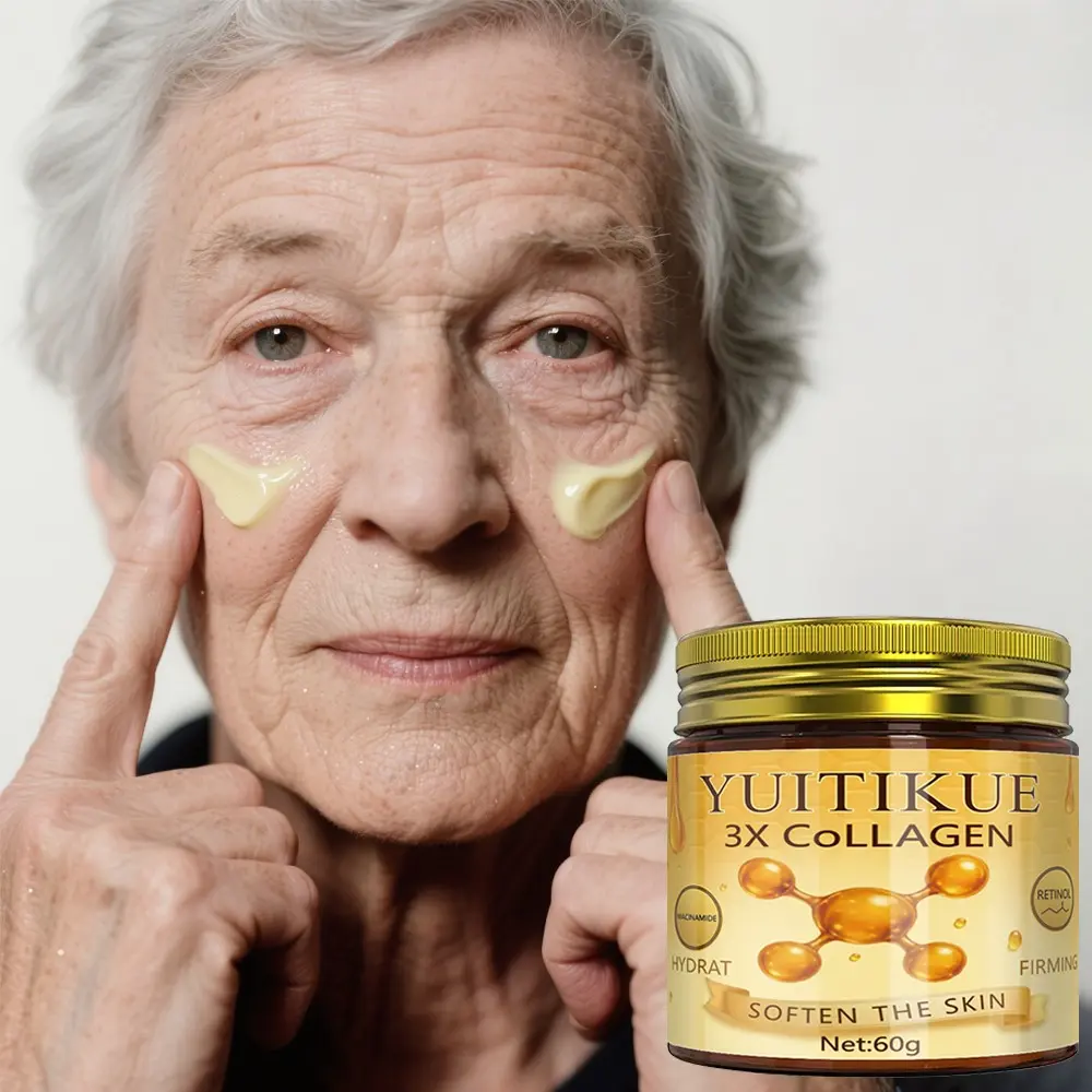 Yuitikue Triple Collagen Face Cream 60g, Nourishes and Tightens Skin, Reduces Fine Lines, Unisex Moisturizing Skincare Cream