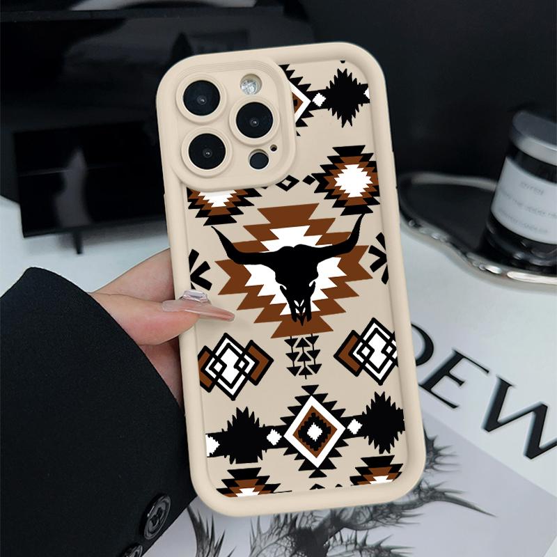 Retro Western Cowboy Pattern TPU Phone Case for iPhone 15 16 14 Pro Max 13 12 11 XR XS Plus E Shockproof Full Camera Protection Durable Slim Silicone Cover Smartphone Casing
