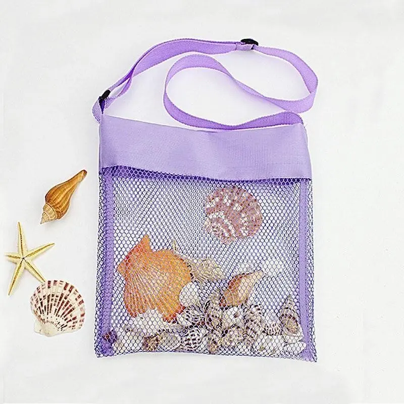 Beach Toy Bag for Shell Collection, Adjustable Shoulder Strap Storage Bag, Summer Travel Beach Party Accessory for Boys and Girls