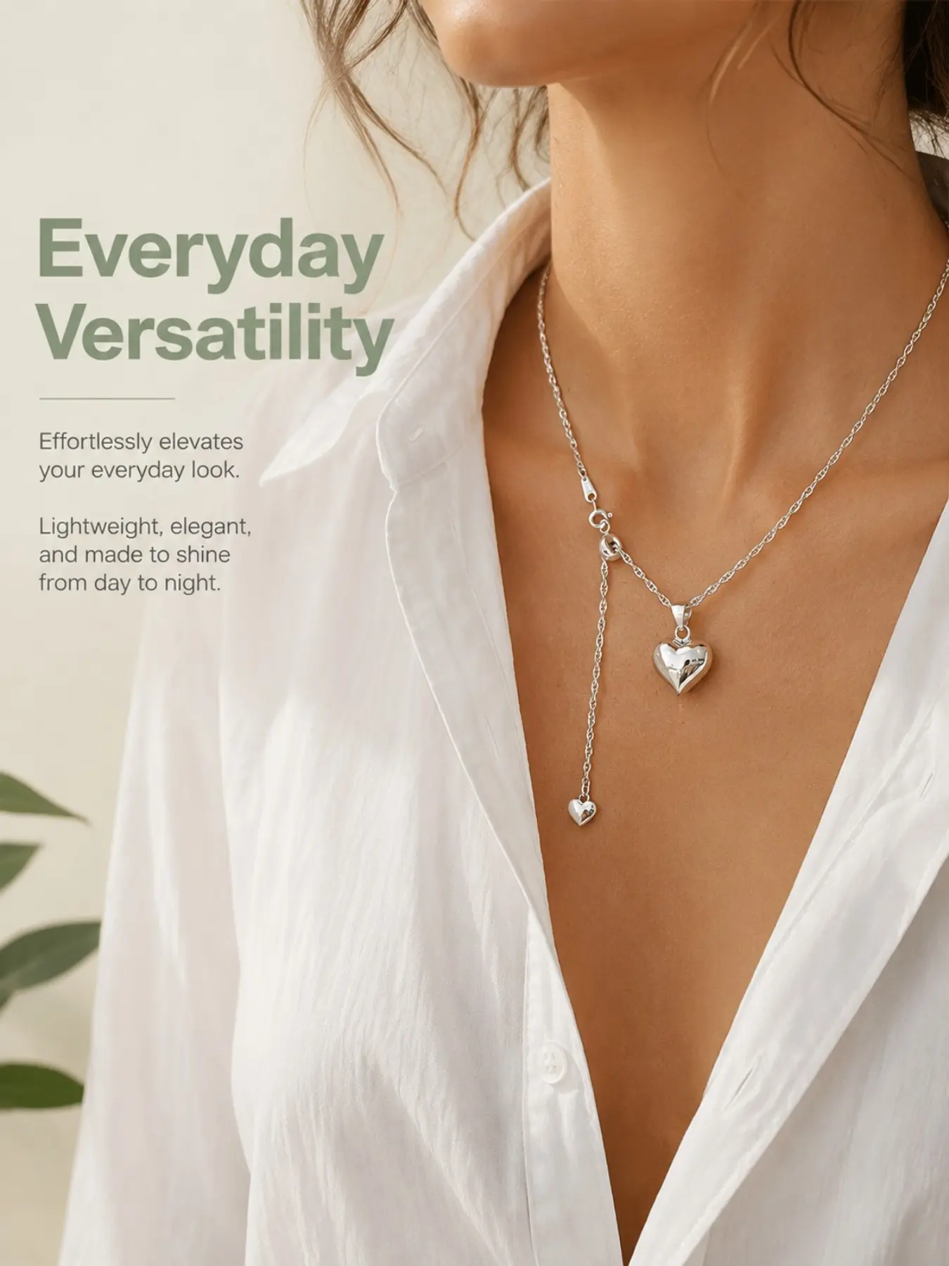 Adjustable Silver Color Sweater Chain Pendant Necklace, Love Heart Necklace, Heart Shaped Necklace, Heart Design Jewelry, Perfect Gift for Girlfriend, Valentine's Day, Carnival, Mom, Teacher, Classmate