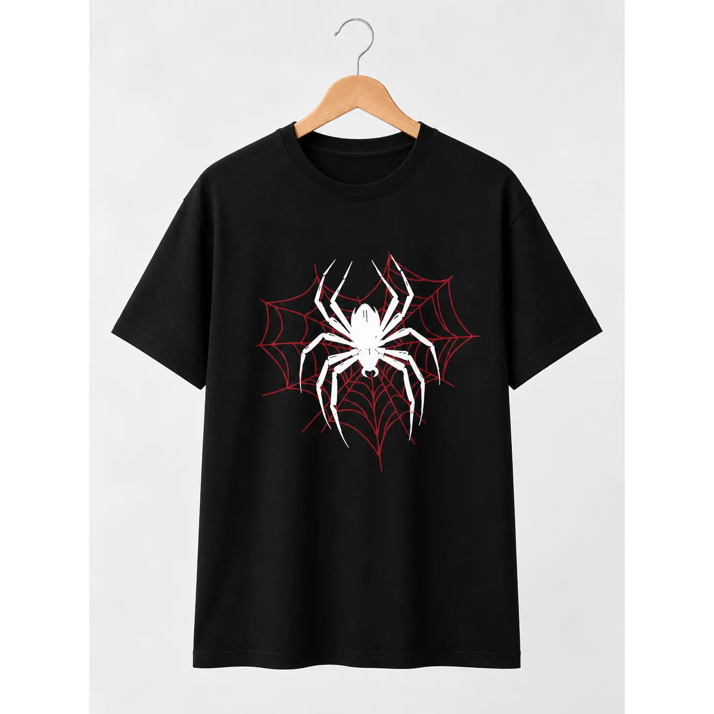 Oversize Streetwear T-Shirt with Spider Web Graphic Print, Unisex Soft Cotton Shortsleeve Round Neck for Grunge & Hip Hop Outfits, T Shirts, Graphic Shirts, Streetwear Clothing