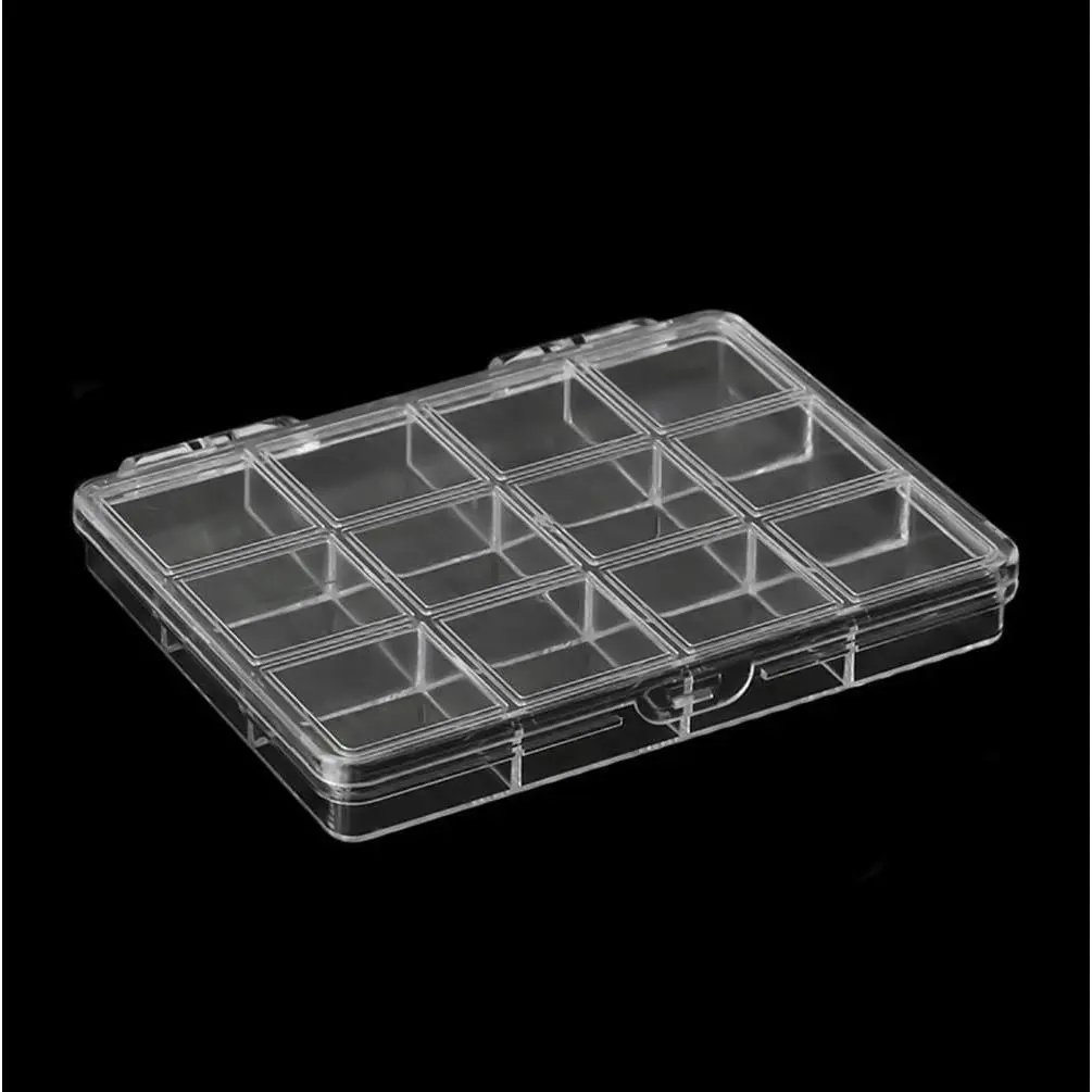 12 Grids Clear Plastic Organizer Box, Storage Container  Box Transparent Plastic  Art Decorations Container for  Rhinestone  Glitter Accessories Bead Earrings,3 Pieces