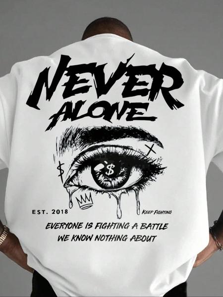 Men's Summer Round Neck Short Sleeve T-Shirt, Large Letter Graphic Print, Soft Comfortable Casual Fit, Perfect for Daily Wear