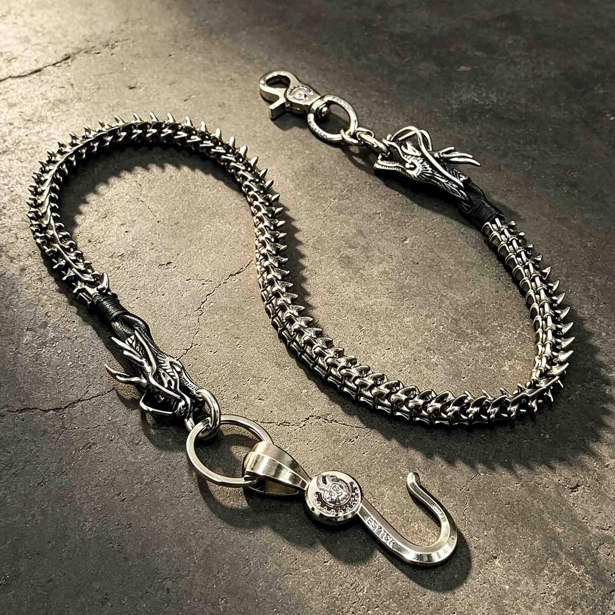 Stainless Steel Dragon Wallet Chain Biker Jean Pants Chain Keel Key Chain With Hook For Men