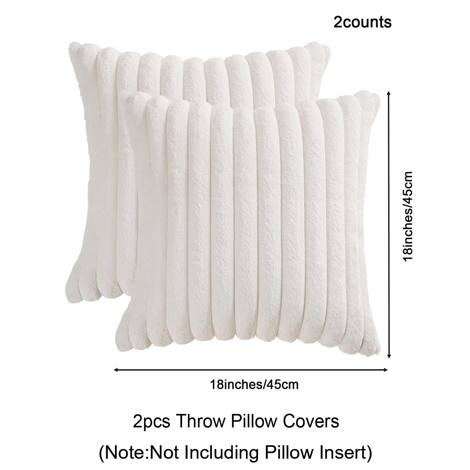Solid Color Faux Fur Throw Pillow Cover, 2 Counts Soft Comfortable Striped Decorative Cushion Cover without Filler, Household Decoration Supplies for Home Living Room Sofa Couch
