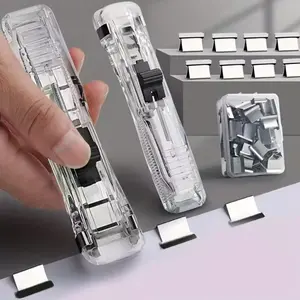 Portable Binder Clip Stapler with 50 Small Clips, Ideal for School, Office, Home, Non-Damaging Paper Clip Dispenser, New Condition, Stationery
