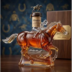 Vintage Racehorse Jockey Shaped Crystal Glass Whiskey Decanter, Large Capacity Bourbon Collectible, Luxury Home Decor Ornament