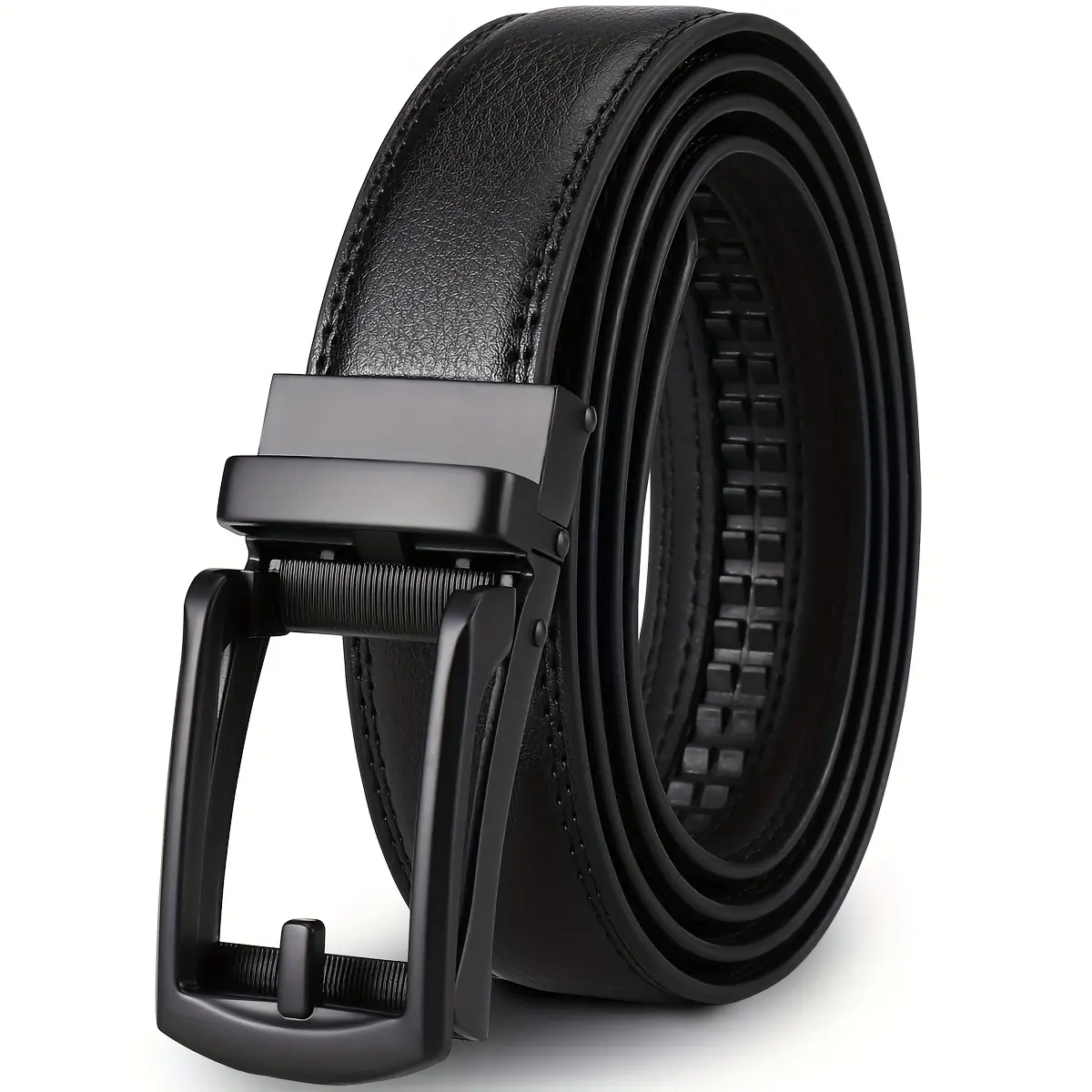 New High-End Men'S Leather Belt with Automatic Buckle, Two-Layer Cowhide, Versatile for Business, Trendy, Durable, And Fashionable Waistband for Men