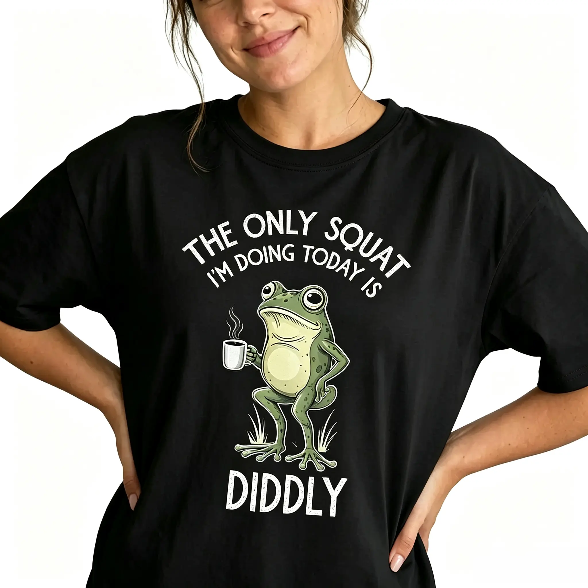 Funny Frog Graphic Tee Women Sarcastic Diddly Squat Shirt