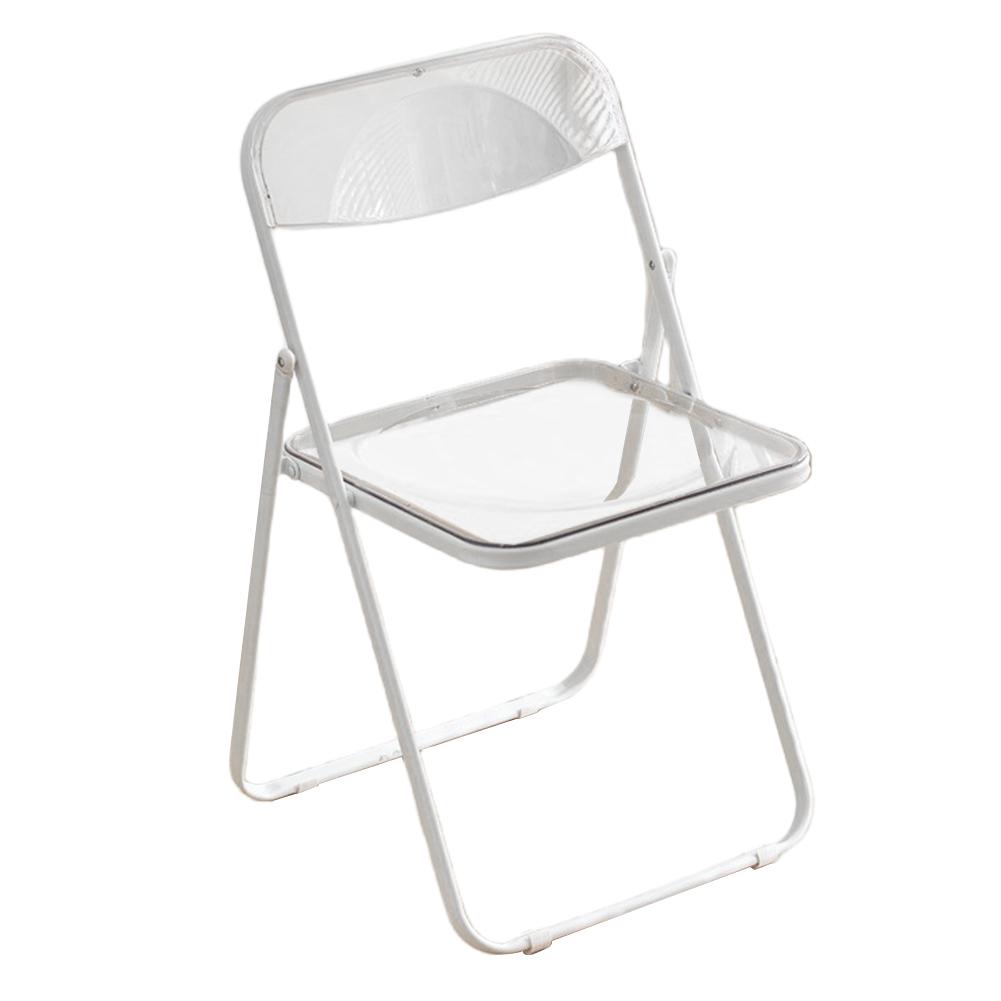 Transparent Folding Chairs Acrylic Stackable Clear Dining Chairs with Chrome Frame Living Room Seat Lightweight for Living Room Office Waiting Room & Party