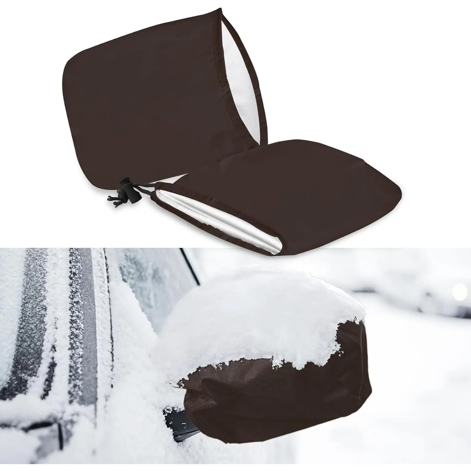 2 count  Side Mirror Covers, Side View Mirror Cover,  Auto Rearview Protector with Drawstring,  Winter Rearview Guard for Ice Snow Fallen Leaves Fits   (Coffee)