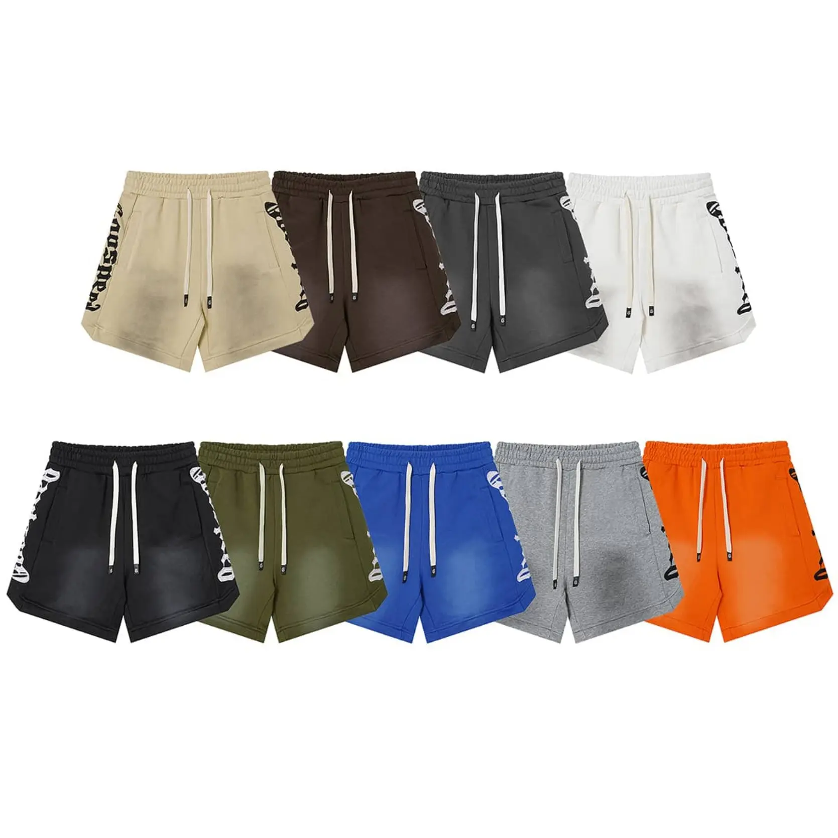 Godspeeds Vintage Washed Black Sweatshorts Men's Streetwear Old English Side Lettering Oversized Hip Hop Casual Summer Drawstring Gym Shorts trendy urban outfit
