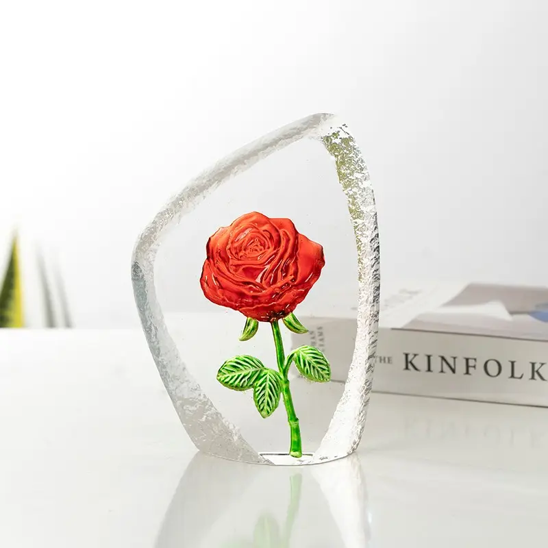 Handmade Rose Crystal Figurine, Romantic Floral Home Decor, Gift for Wife Girlfriend, Mother Birthday Anniversary Christmas Valentine's Day