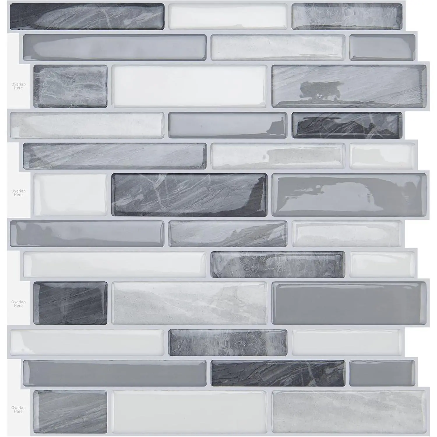 10-Sheet Peel and Stick Backsplash Tile for Kitchen Wall,  Splash Stick  Tiles for Kitchen (12"x 12", Gray)