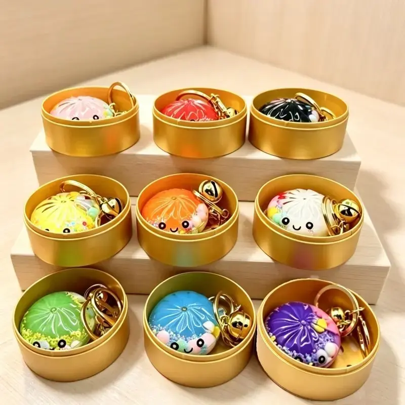 Shiny Sand Dumpling Keychain, Cute Baozi Food Pendant, Hangs on Backpack or Wallet, Novelty Dumpling Key Ring, Gift for Girls