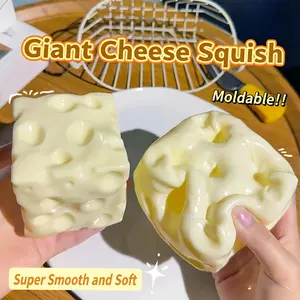 Squishy Cheese Block - Yellow, moldable fidget Toy with Squeeze Feature, Ideal for Play and Relaxation Giant Cheese Squishy -Moldable Non-Rebound Fidget Toy | Viral ASMR Stress Ball Glutinous Multi-pack, assorted styles