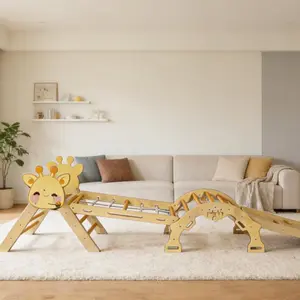 【GARVEE】Multi-Function Wooden Toddler Climbing Set, 4-in-1 Triangle with Ramp & Arch Indoor Jungle Gym for Kids Ages 1-3, Color Finish Improves Gross Motor Skills - summergarden
