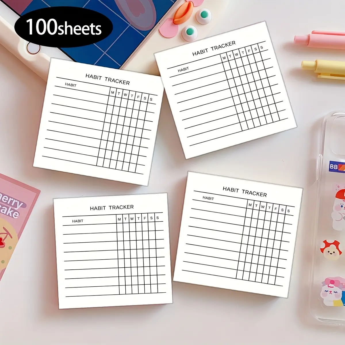 100Sheets Weekly Habit Tracker Sticky Notes Flip Calendar, Minimalist Daily Agenda Notebook, Weekly Planner, to Do List, Office Stationery & Task Management Reminder – 3.54X3.54 Inches Easy Daily Agenda, Essential Daily Office Supplies