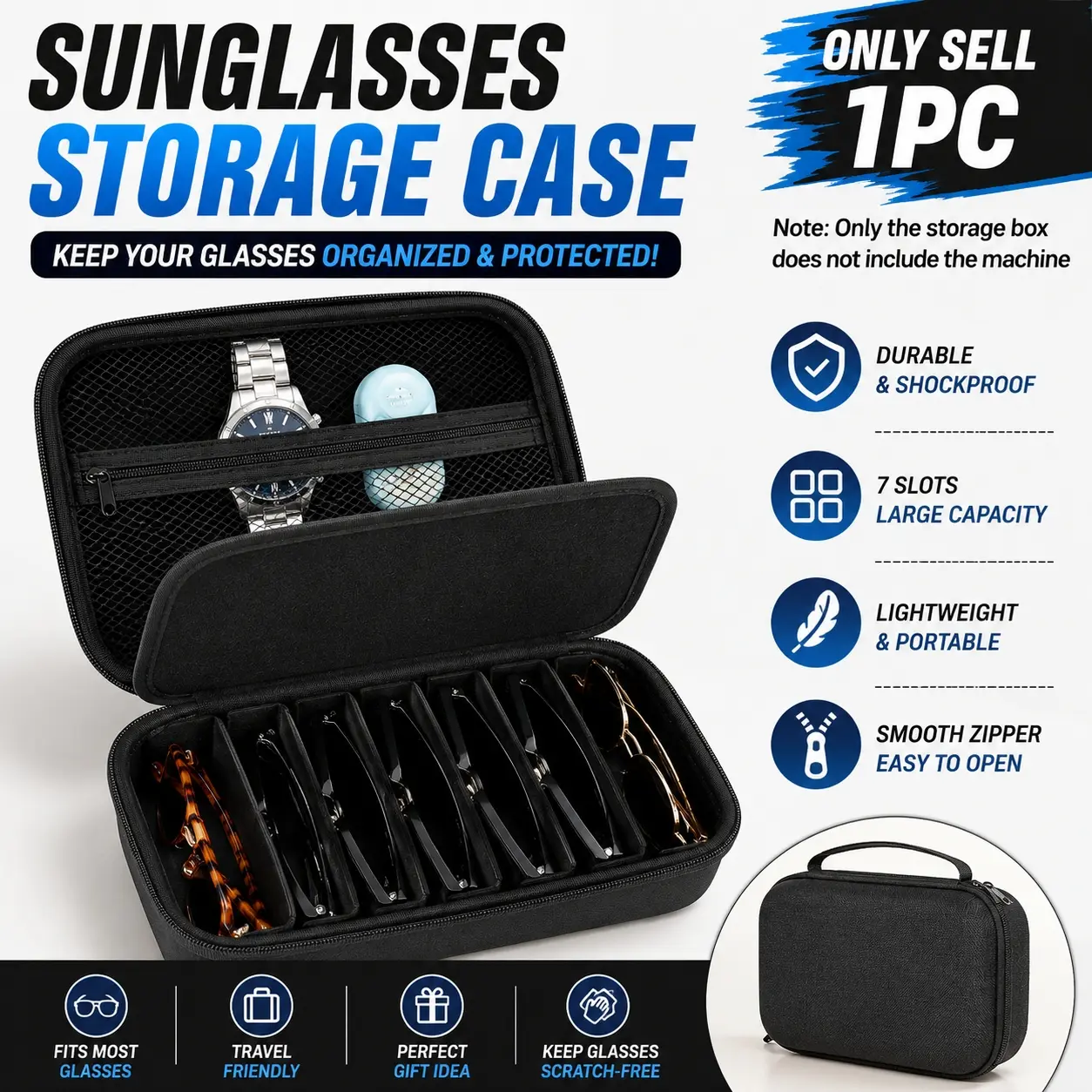 1pc Polarized Sunglasses Travel Case, Unisex Fashion Sunglasses Storage Bag