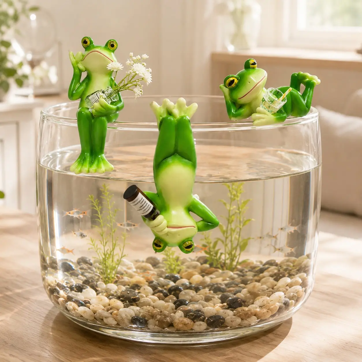3 Unique Decorative Garden Decor Frog Resin Sculptures, Small Ornamental Figurines for Outdoor Decoration, Durable and Aesthetic Garden Artifacts