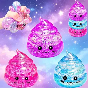 3 PCS Poop Shaped Squishy Stress Balls, Glowing Prank Toys in 3 Colors, Soft Squeeze Fidget Toys for Anxiety Relief, Suitable for Kids Teens Adults, Autism Friendly, Party Favors