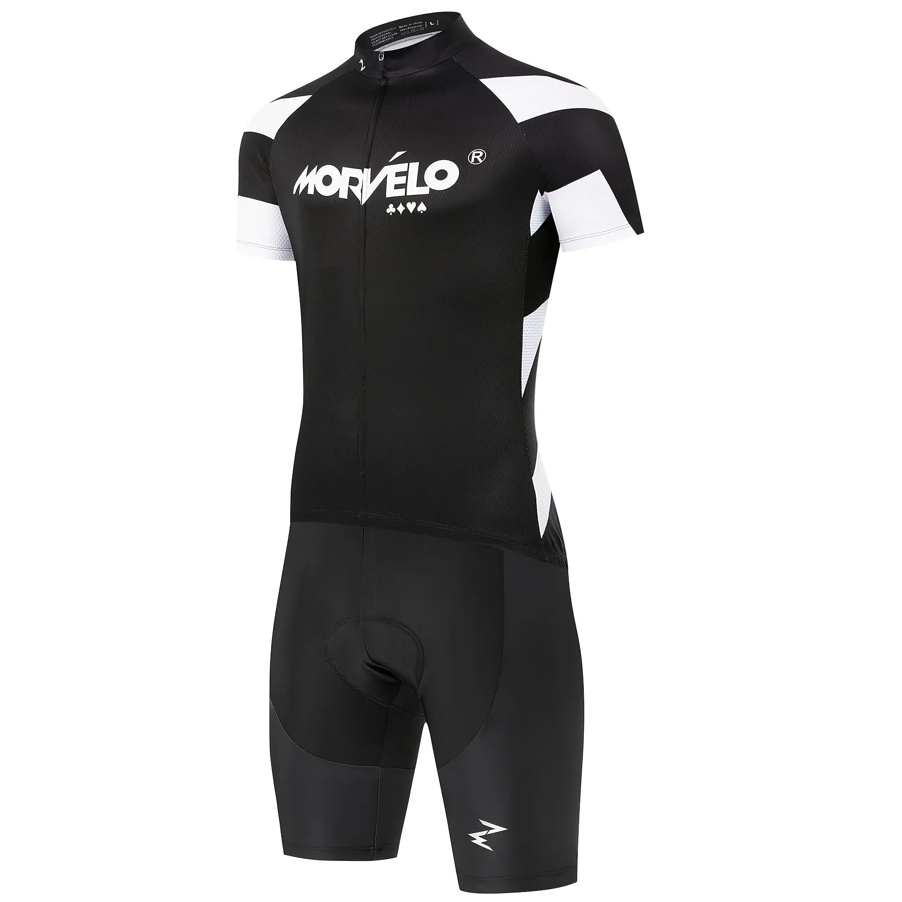 Cycling Wear Set, Unisex Color Block Jersey and Shorts, Breathable, Moisture-Wicking Polyester Clothes for Bicycle Sport with Reflective Stripe, Unisex Fit