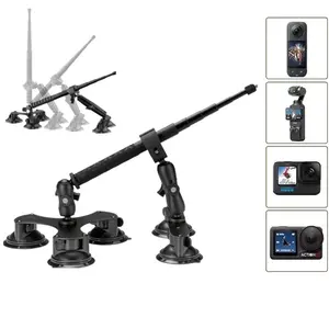 Five-Suction Car Mount, Heavy-Duty Tripod, Multi-Function Suction Cup, 45-Inch Selfie Stick, Adjustable, Metal, Compatible with Insta360/dji Osmo/akaso