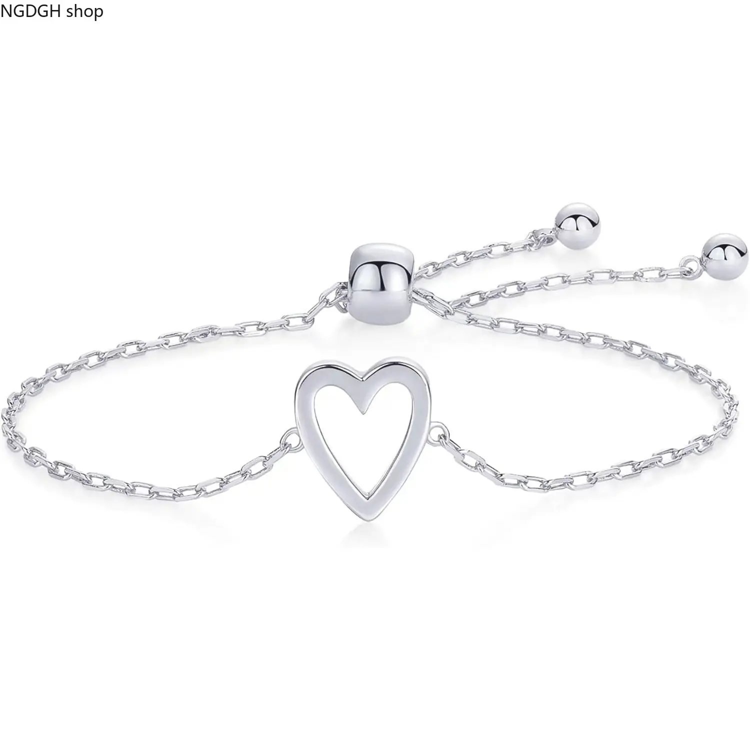 Women's Adjustable Open Heart Bracelet - Silver Gold Chain, Minimalist Pull-Tie Female Jewelry for Daily Wear, Romance Gift Idea (Sports & Outdoor Accessory Complement), No
