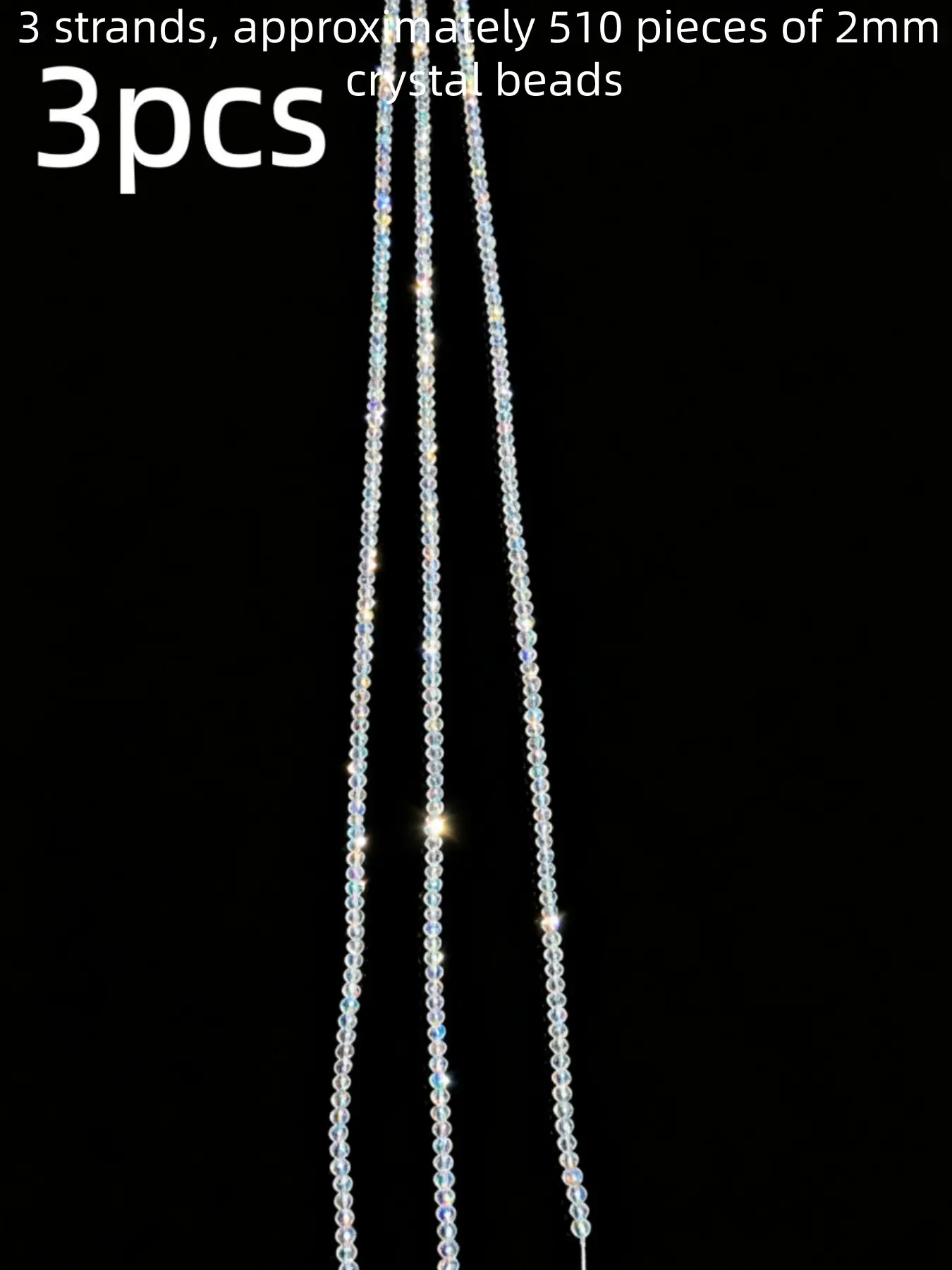 3 Strings of 510pcs 2mm Ab Crystal Glass Beads, Mini Transparent Aurora Flat Round Spacer Beads, Handmade DIY Jewelry Making Accessories, Beading Supplies