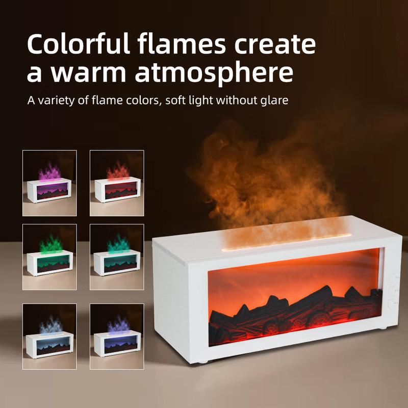 Fireplace Flame Diffuser, 300ml Essential Oil Diffuser with 7-Color LED Lights, Timer & Remote Control, Auto Shut-Off, Includes 3 Essential Oils for Home Aromatherapy