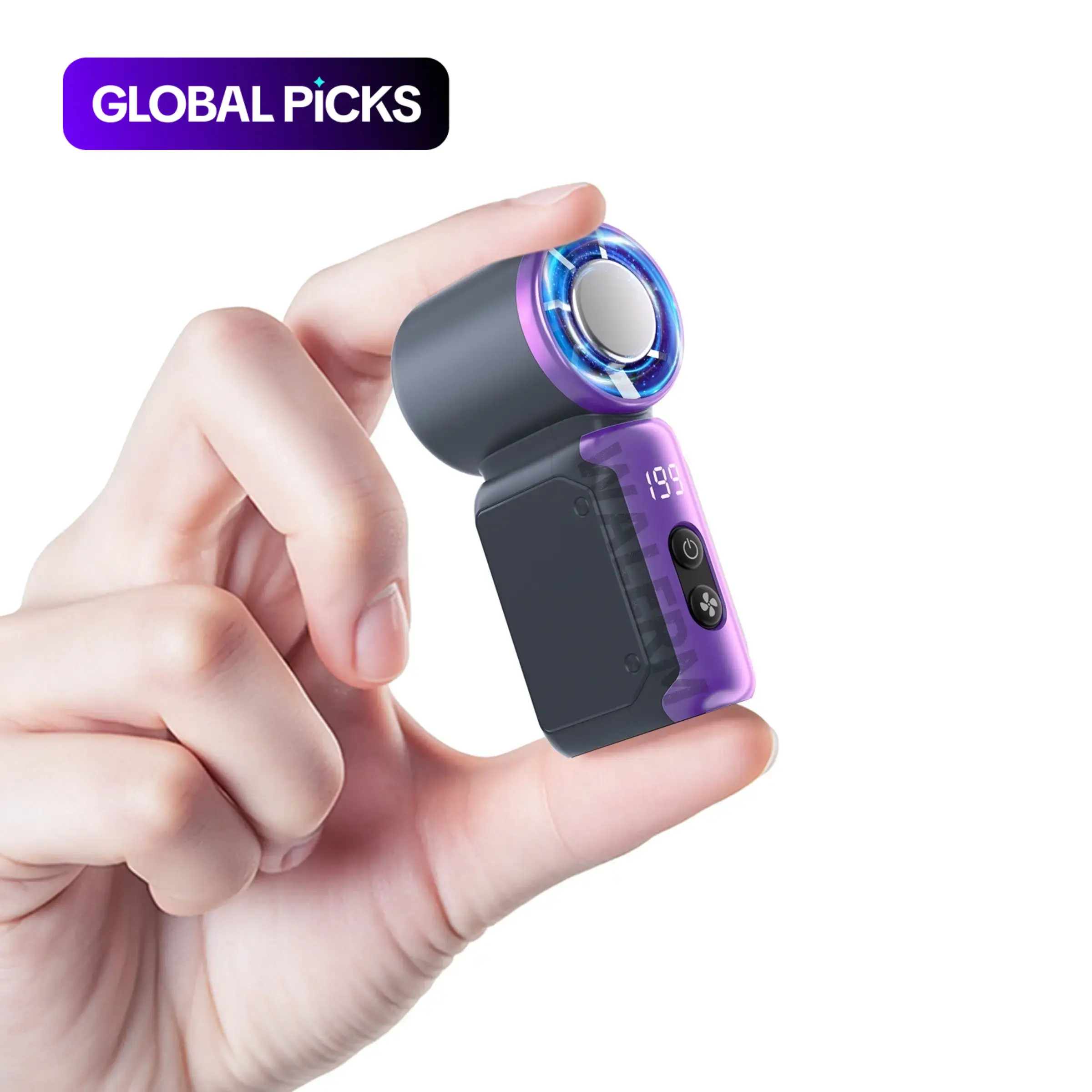 Mini Portable Turbo Fan with Ice Cooling, 3600mAh USB Rechargeable Handheld Fan, Cordless Handheld Fan, 199-Speed Personal Small Fan for Travel Essentials, Eyelash, Makeup, Kids, Girls, Women #GLOBAL PICKS