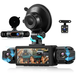 4 Channel 360° Dash Cam Front and Rear Inside Left Right, 3.16 Inch FHD 1080P IPS Dashcam Supports Loop Recording, 24/7 Recording Parking Mode Monitor, Reverse View