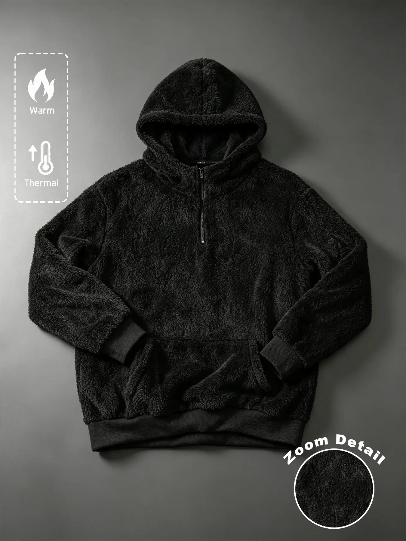 Unisex Warm Thermal Fuzzy Sherpa Half Zip Hoodie, Soft Plush Fluffy Long Sleeve Loose Fit Hooded Sweatshirt for Teens Adults, Autumn Winter Daily Travel Camping Home Loungewear Streetwear Casual Rare Aesthetic