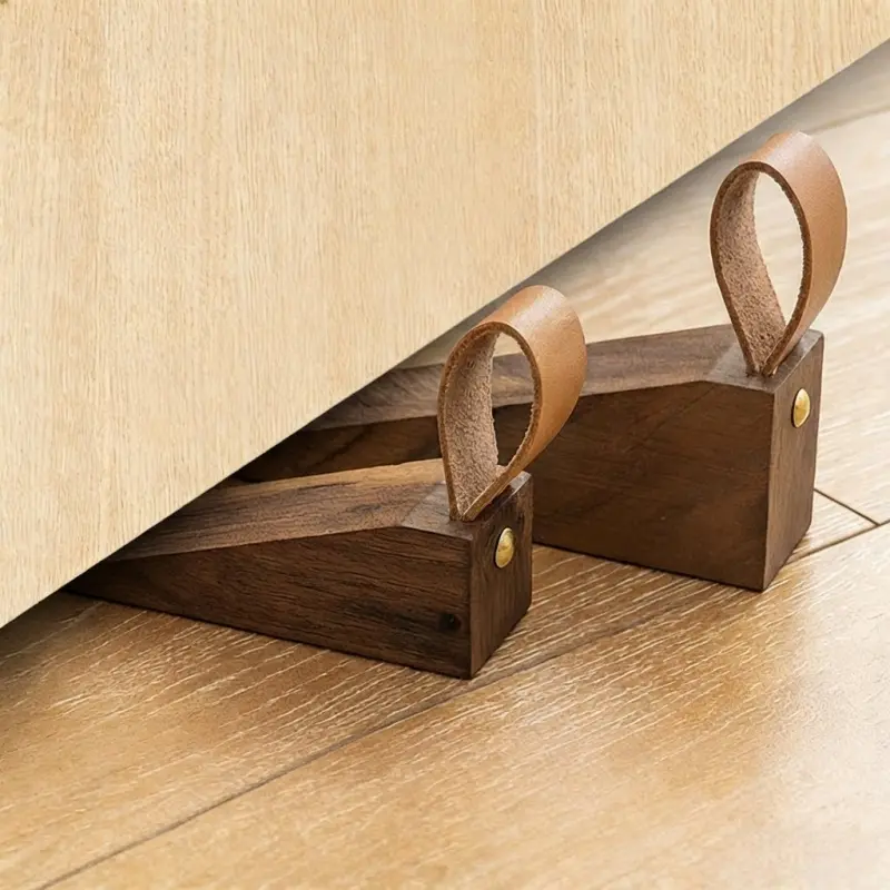 4/8pcs Wooden Door Stopper, Real Wood Anti-Slip Door Wedge, Creative Door Blocker, Bedroom Mobile Top Door Holder, Anti-Collision Door Guard