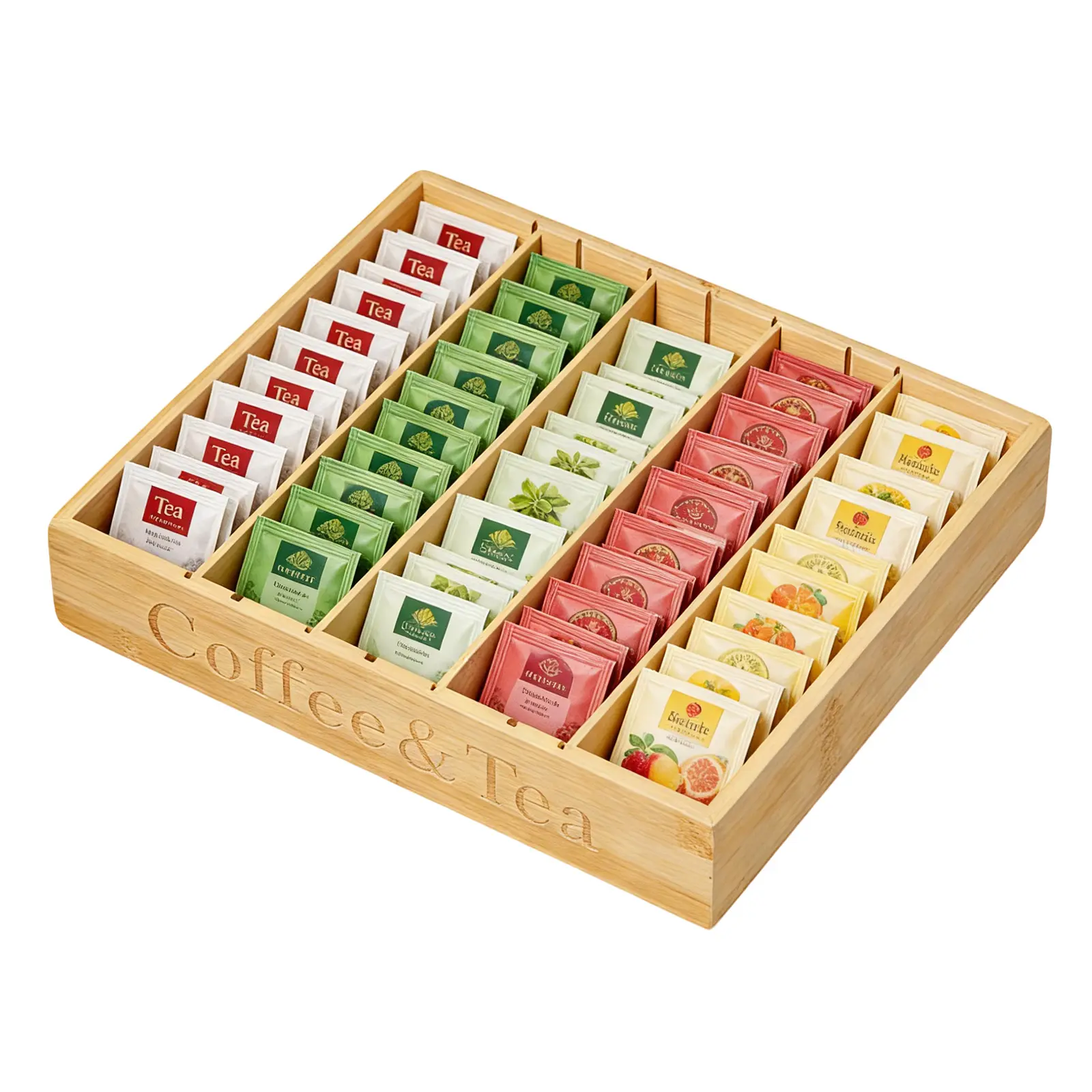 Natural Wood Coffee Pod Holder Organizer for Countertop – Holds 30+ K Cups, Capsules & Tea Bags – Space-Saving Kitchen Storage Rack – Ideal for Coffee Bar, Home or Office