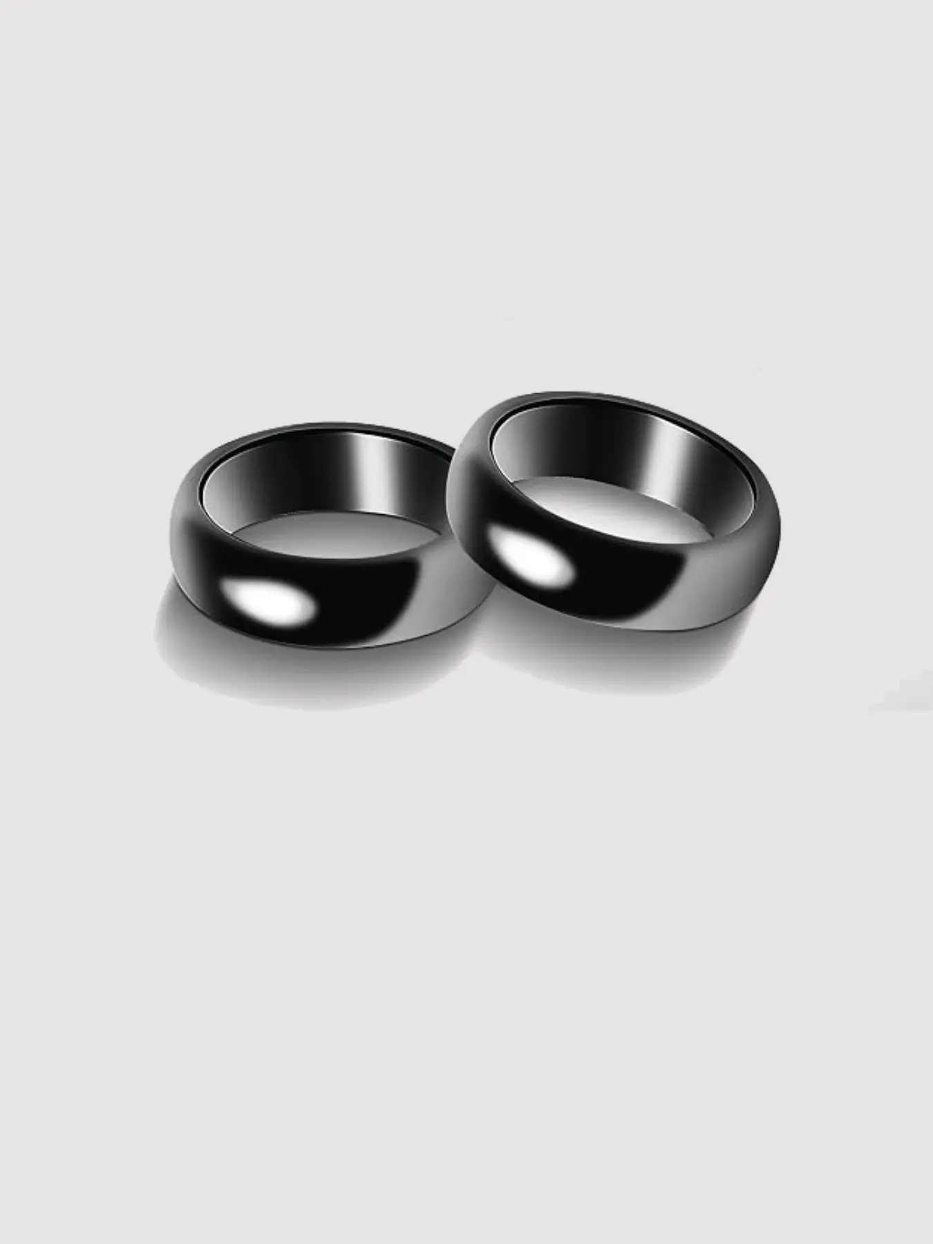 2 Pcs Hematite Rings, Comfortable Fit, Plain Design, Unisex, Stackable, Spiritual Jewelry, Size 10, Casual Style, All Seasons