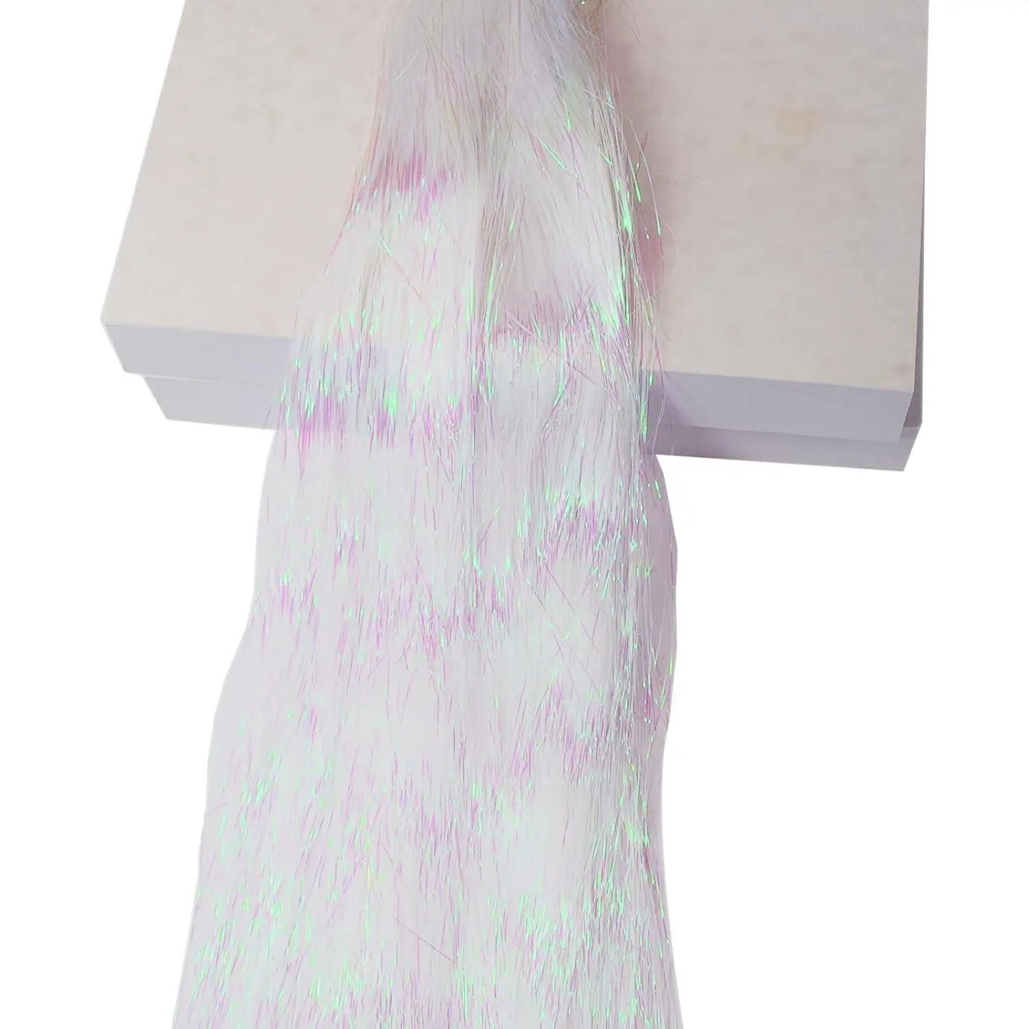 Iridescent Sparkle Effect Tinsel Strands Decoration, 2000 Strands 19.8-Inch White Tinsel Icicles for Christmas Tree, Birthday Party Decor