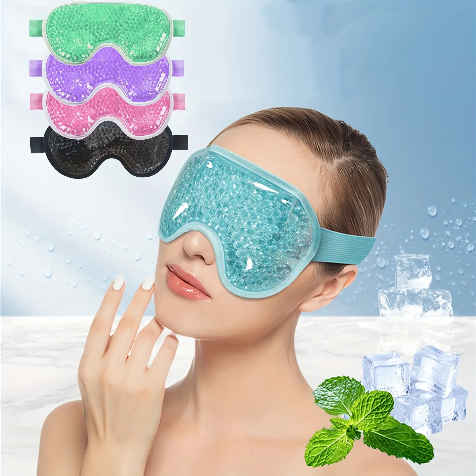 1pc PVC Sleep Ice Bag Cooling Gel Ice Eye Mask, Reusable Hot Cold Pack Compress For Stress Relief, Headaches, Migraines, Puffiness, Dark Circles, Puffy Eye, Eye Bags, Dry Eyes