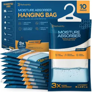 Moisture Absorbers and Humidity Absorber Bags for Closet - 10 Pack High-Efficiency Moisture Absorber and Humidity Packs for Home, Moisture Bags and Dehumidifier Bags for Car Fragrance Free, 10 Pack