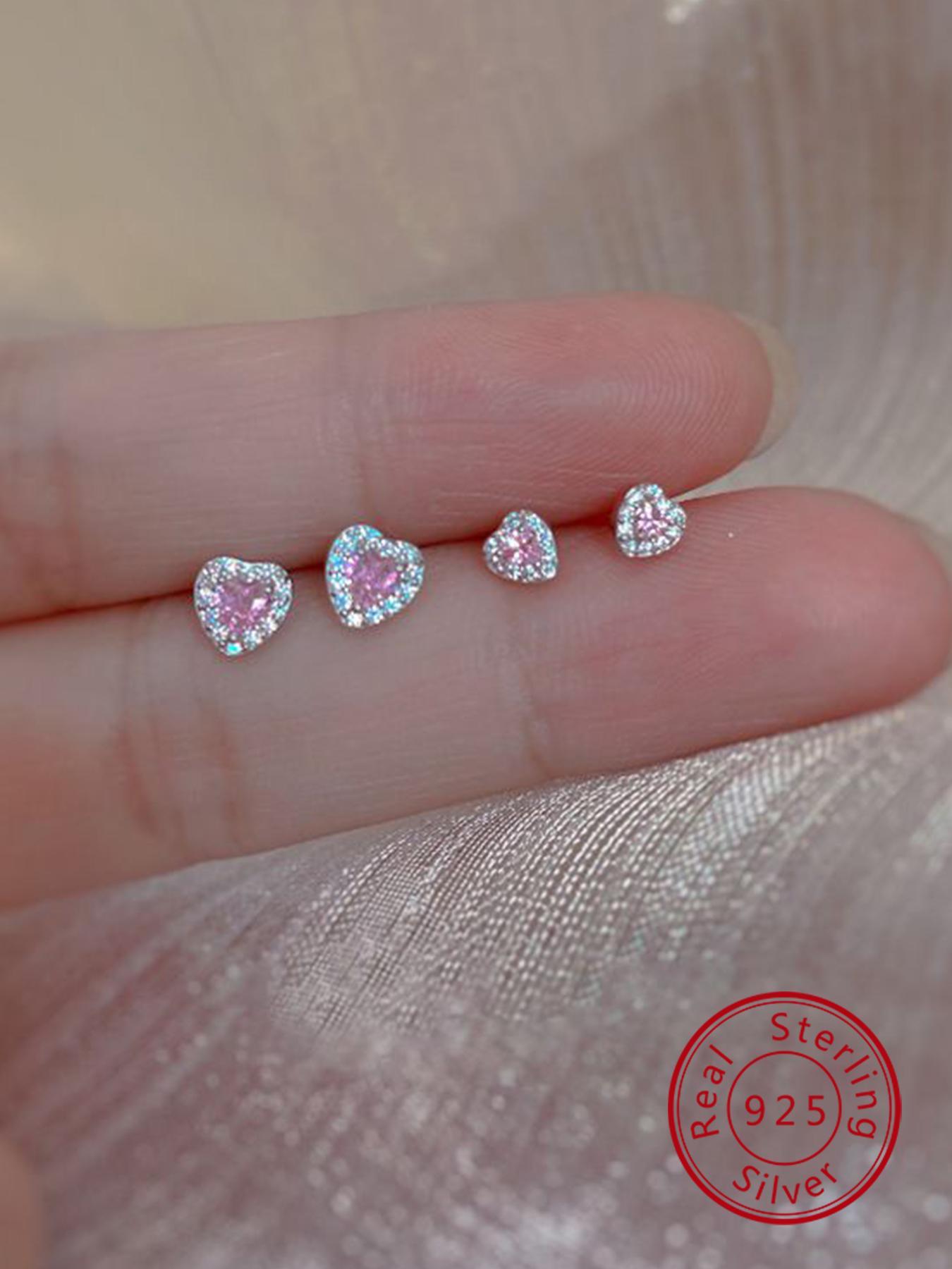 925 Sterling Silver Fashionable Heart Shaped Earrings, Elegant Jewelry for Women, Daily Clothing Decor, Trendy All-match Jewelry for Birthday Gift, Stud Earrings Jewelry