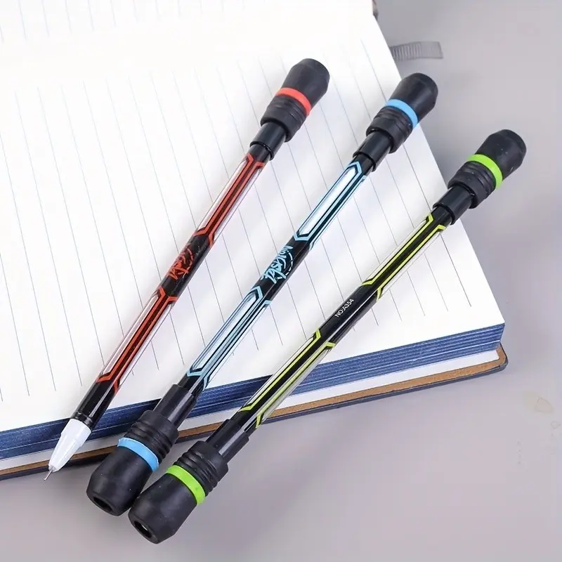 3pcs Cool Rotating Pens, Flexible Hand Training, Anti-Drop Anti-Slip Writing Function, Balance Rotation Pencil Set, Writing Stationery